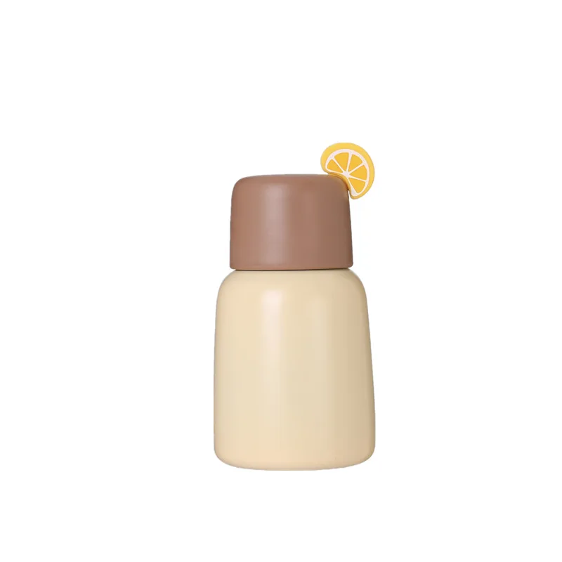 Yellow VILEAD 250 мл 304 из нержавеющей стали, вакуумная колба для фруктов, креативная модная кружка для детей с милым рисунком, для мальчиков и девочек, бутылка для воды, подарки - Цвет: Yellow