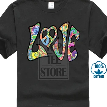 Funny Cheap Tee Shirts Love Hippy Peace 60's Retro Vintage Style Mens Cotton T Shirt Design Cheap Custom Tees Hipster