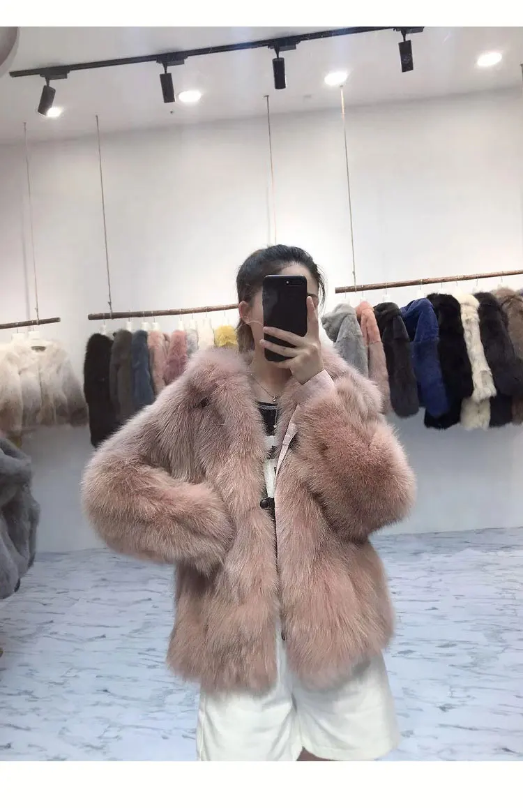Новое пальто с натуральным лисьим мехом женская зимняя куртка Femme пальто с натуральным мехом женская верхняя одежда с длинным рукавом из натурального Лисьего меха