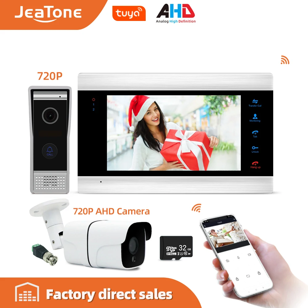 Видеодомофон 720P/AHD 4 проводных видеодомофона 7 дюймов система безопасности с