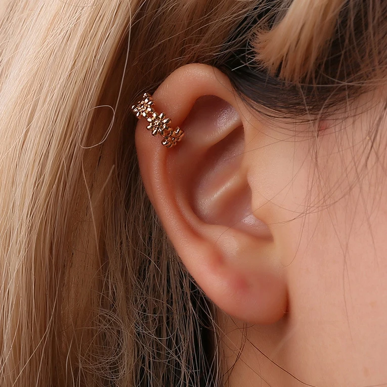 Простой клипса геометрической формы на серьги для женщин цветок уха манжеты