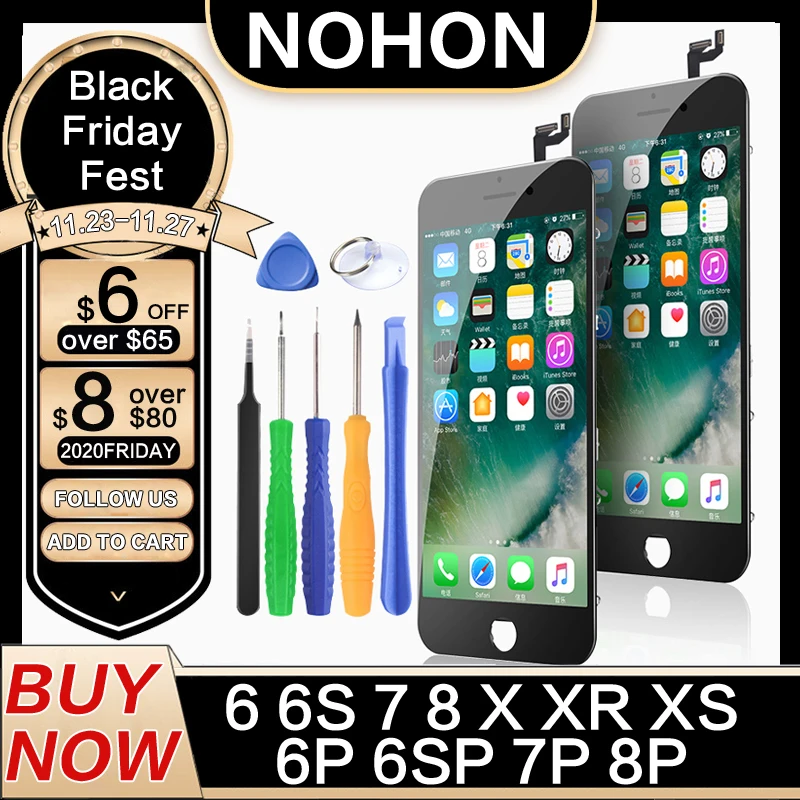 NOHON ЖК дисплей для iPhone 6 6S 7 8 Plus X XS XR экран Замена HD 3D сенсорный дигитайзер сборка AAAA