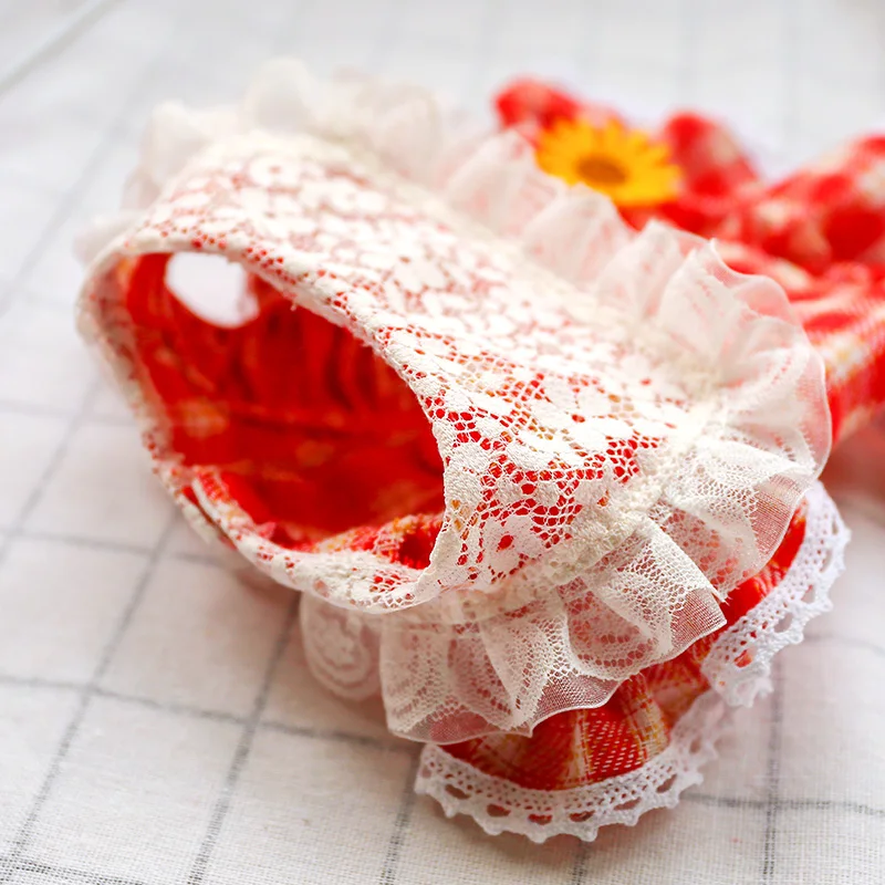 蕾丝翻领红格子裙4