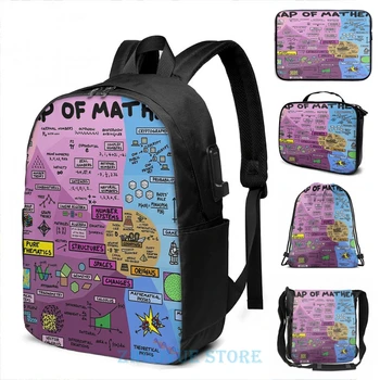 

Funny Graphic print The Map of Mathematics (2) USB Charge Backpack men School bags Women bag Travel laptop bag