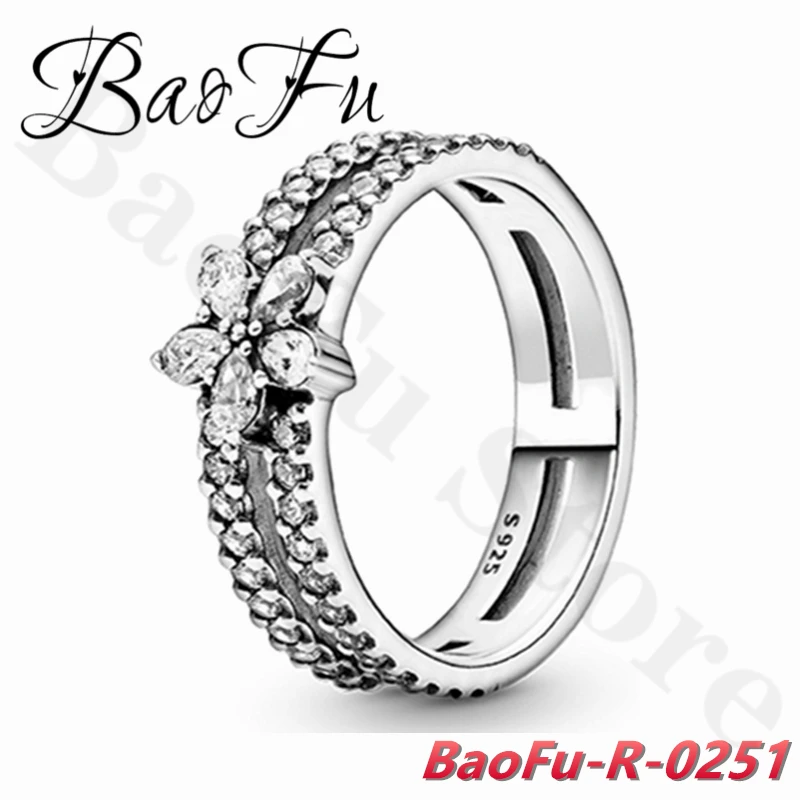 BaoFu 925 пробы Серебряное кольцо блестящий цветок роскошные банкетные вечеринки