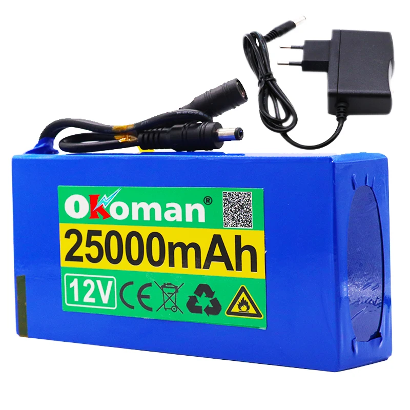 12v 25000mAh литий-ионный аккумулятор высокой емкости 12,6 v 25Ah Зарядное устройство переменного тока с индикатором зарядки+ зарядное устройство