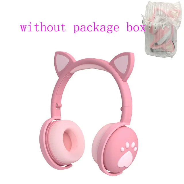 Bluetooth Headphones glowing cute LED Cat Ear Paw Girls Gift Kids Headset Wireless HIFI Stereo Bass 3 5mm Plug With Mic