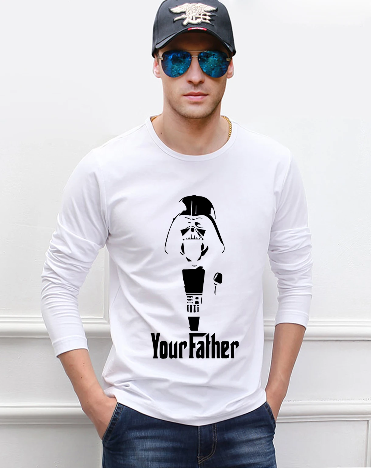 Звездные войны, Дарт Вейдер, Рыцарь Джедай, крутые мужские футболки с длинным рукавом и круглым вырезом, весна, Мужская футболка в стиле хип-хоп, облегающие мужские футболки
