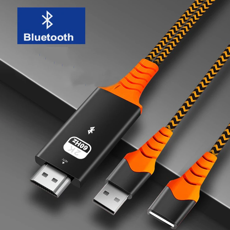 Bluetooth передача аудио USB HDMI кабель для iPhone XR IOS huawei Тип C Android телефон подключение к ТВ HD ТВ видео адаптер конвертер - Цвет: Orange