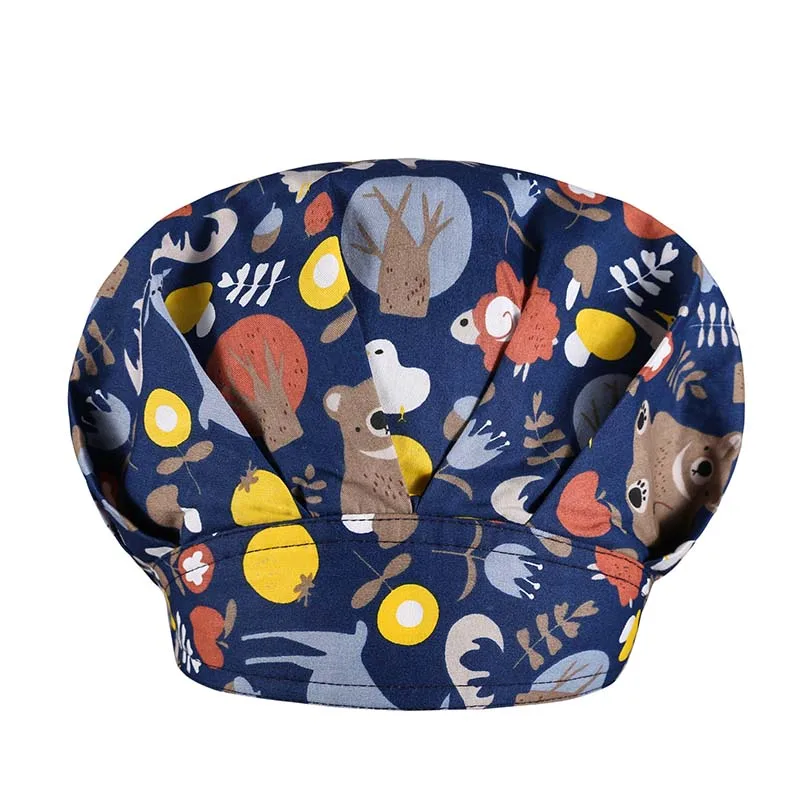 Restaurant Chef Work Hat Elastic Hat with Sweat Towel Cooking Cap Kitchen Hotel Work Hat Adjustable Animal Printing Catering Cap blue skully hat Skullies & Beanies