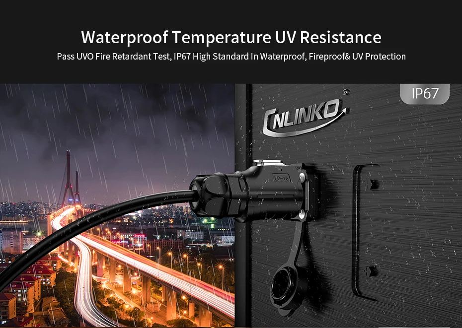 Cnlinko M16 2 Pin перегородка Водонепроницаемая IP67 Push Pull пластиковая с металлической