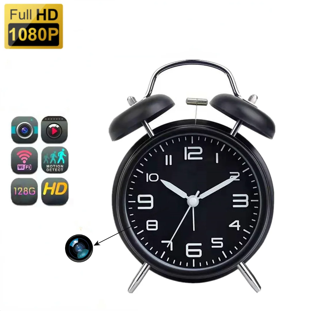 1080P Full HD Metal Alarm Clock Mini Camera Wireless WiFi for Home Office Security Nanny Support Remote View | Электроника