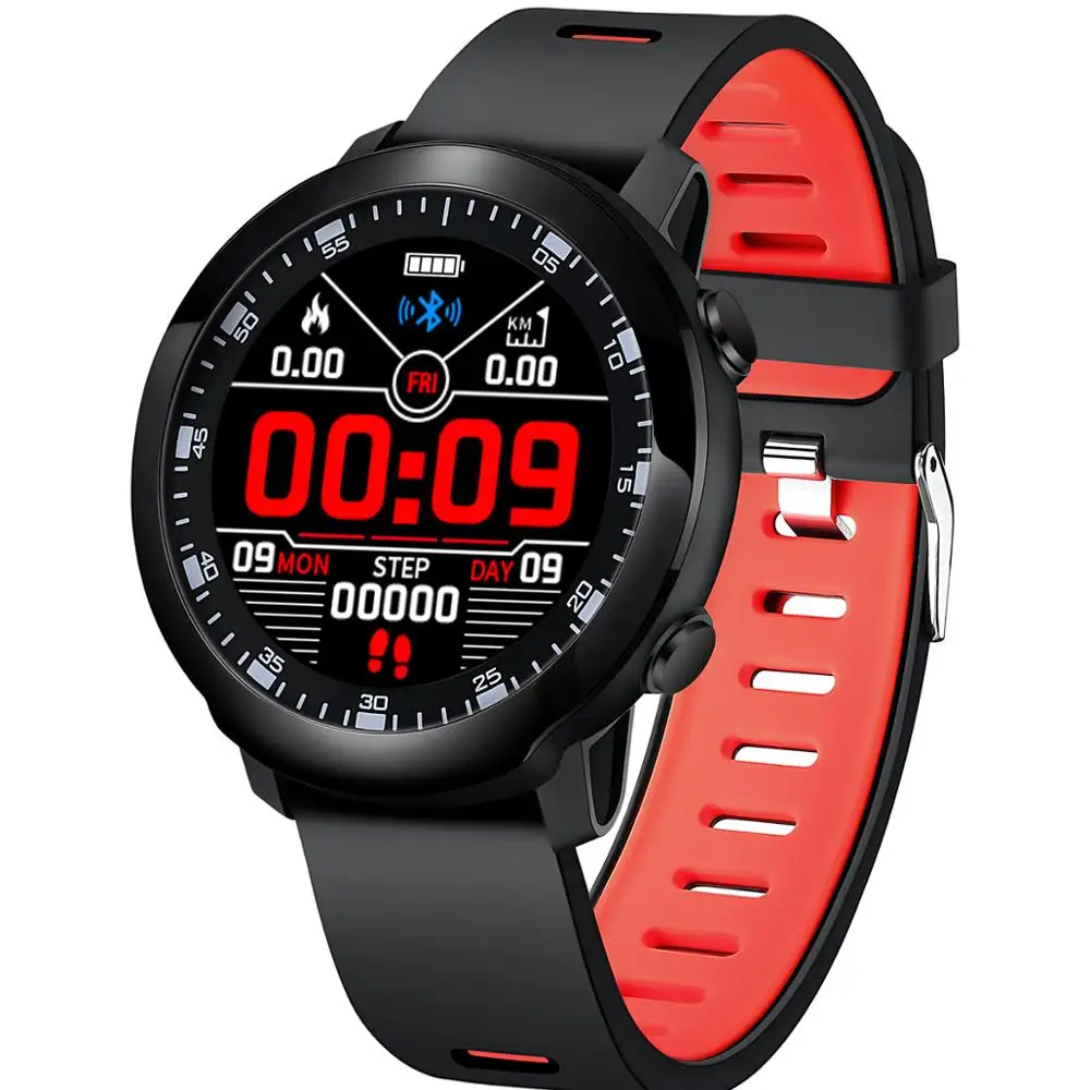 Круглые часы 1,3 дюймов Смарт-часы спортивный браслет монитор артериального давления водонепроницаемый смарт-Браслет smartwatch для мужчин и женщин pk l5 g01 - Цвет: Красный