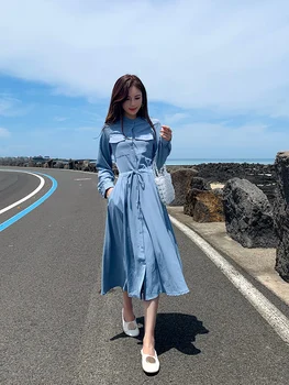 

2020 New Style WOMEN'S Dress Spring French Platycodon Grandiflorum over Long-sleeved Dress Waist Hugging Slimming Elegant