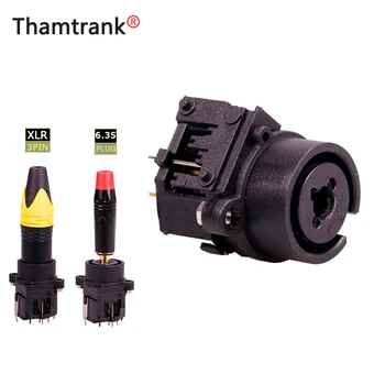 

1pc Straight XLR Connector Dual Functions 3Pin XLR Female Jack Socket Panel Mount+Audio Jack 6.35mm Female Speaker Plug