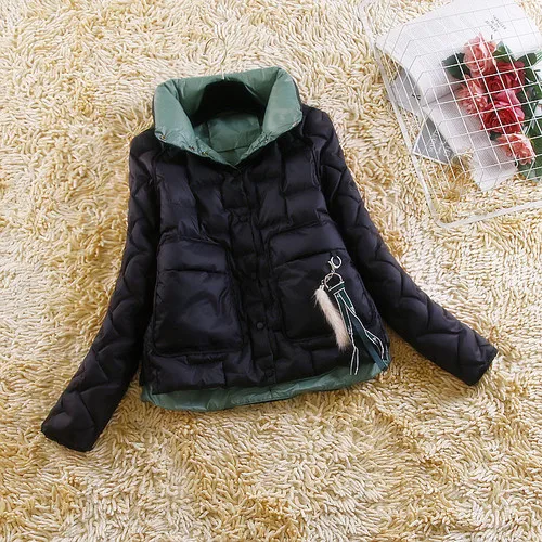 AYUNSUE, зимняя женская куртка, Корейская парка, пуховик, пальто, светильник, пуховик, хлопок, женские пальто, стеганая куртка, Manteau Femme KJ3730 - Цвет: Black