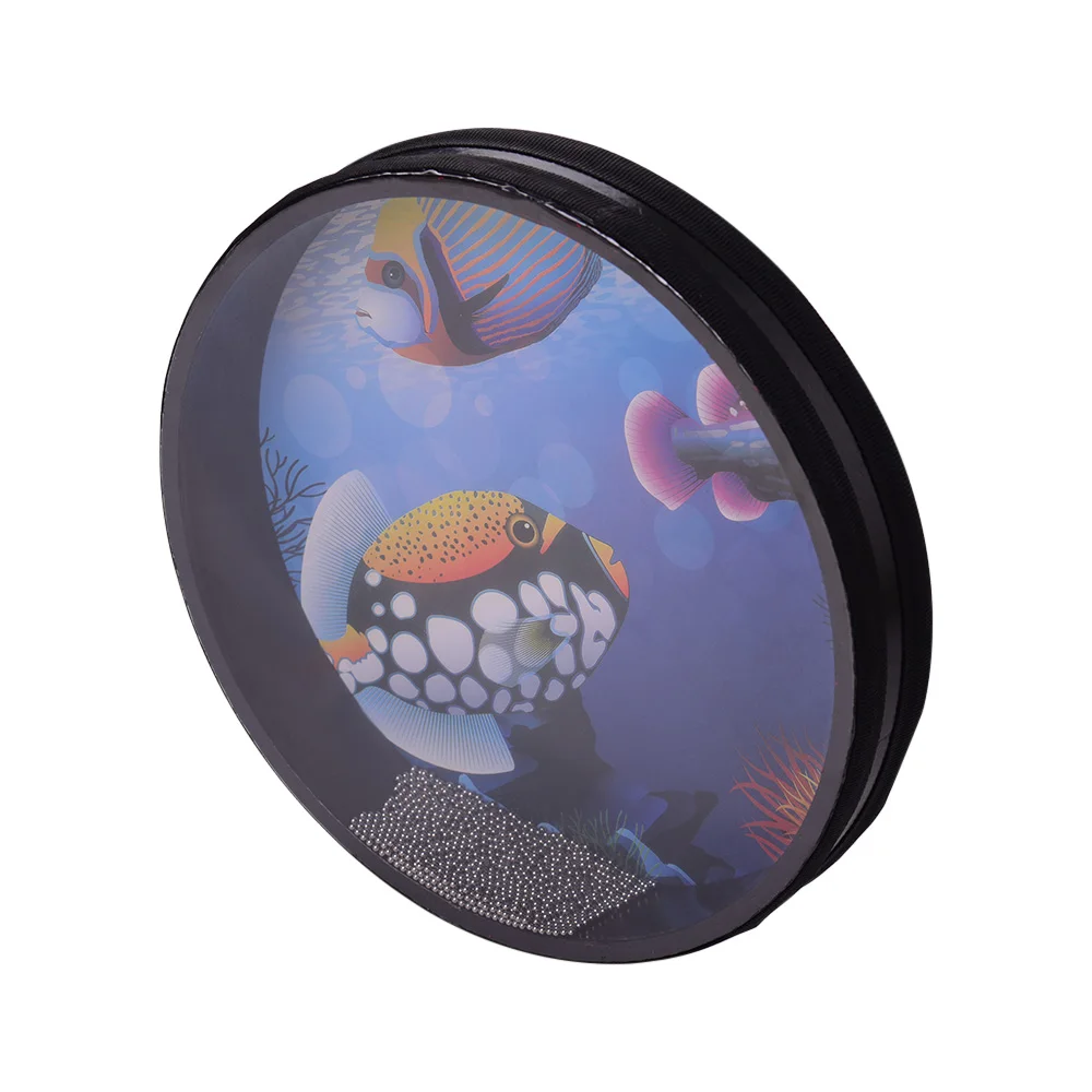 8/10inch Hand Drum Solid Wooden Ocean Drum Sea Wave Frame Gentle Sea Wave Sound Musical Toy Three Types