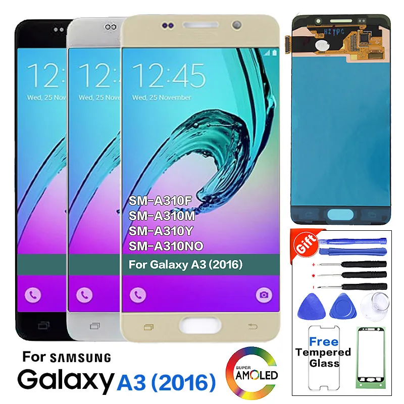 Оригинальный Super Amoled A310 ЖК-дисплей для Samsung Galaxy A3 2016 A310F A3100 мобильный телефон