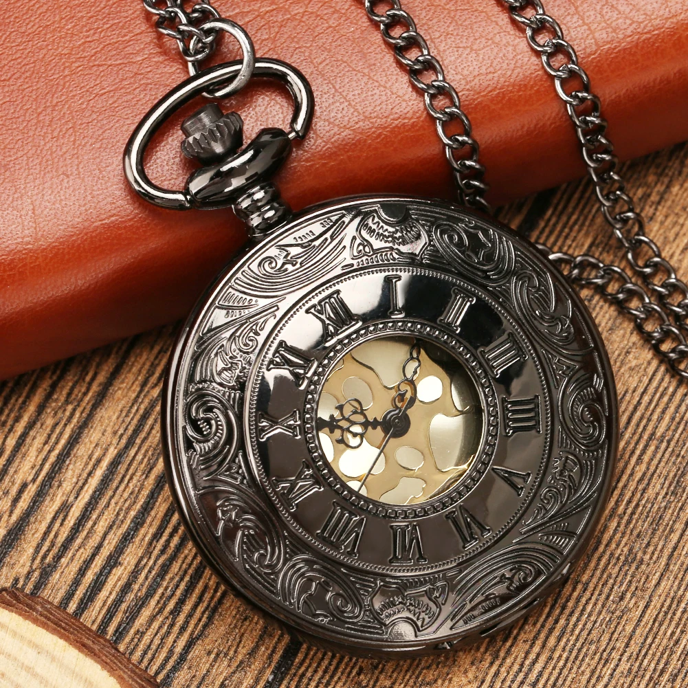 Часы наручные в античном стиле для мужчин и женщин, кварцевые карманные с подвеской на цепочке, дисплей с римскими цифрами, полый охотник, колье