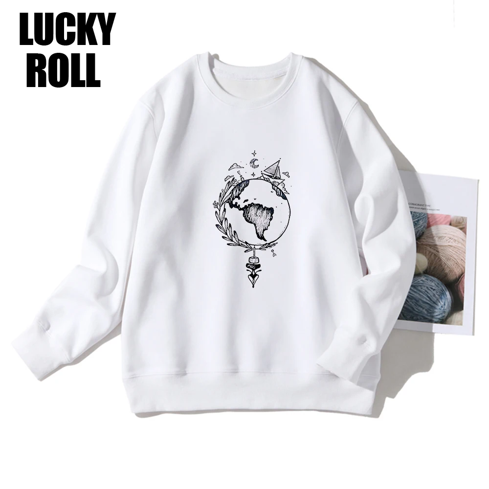 

LUCKYROLL Women Sweatshirt Floral Represents The Hope For World Peace Pullover Hoodie Winter Clothes Warm Unisex Sweatshirts