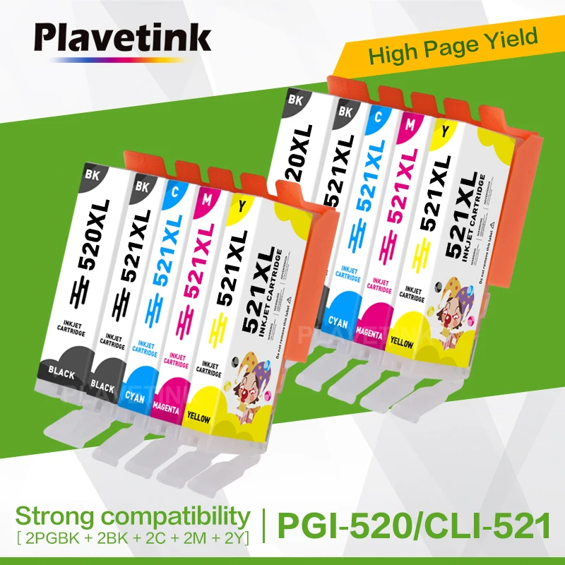 

Plavetink 10 PCS PGI520 CLI521XL Printer Ink Cartridge Compatiable For Canon PGI 520 CLI 521 XL For Canon PGI-520 CLI-521 XL