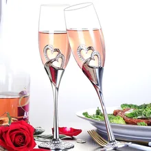 2 шт./компл. сердце стекло кристалл свадебные торжественные шампанского флейты стаканчики для вечеринки для вечеринок подарок свадебный Декор