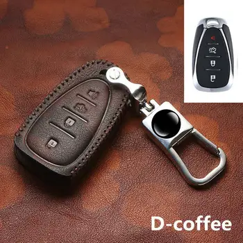 

Leather Car Key Cover Case Covers Protector 4 Buttons Keys with Key Chains For Chevrolet Equinox 2018 Chevrolet Malibu XL
