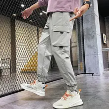 Модные мужские брюки-карго в стиле хип-хоп с поясом, Лоскутные Комбинезоны, уличная одежда, мужские брюки для бега, 3 цвета, размера плюс M-4XL