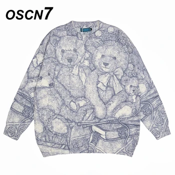 

OSCN7 Funny Oversize Sweaters Men 2020 Winter High Streetwear Fashion Mens Pullovers Round Neck Vintage Sweaters 10