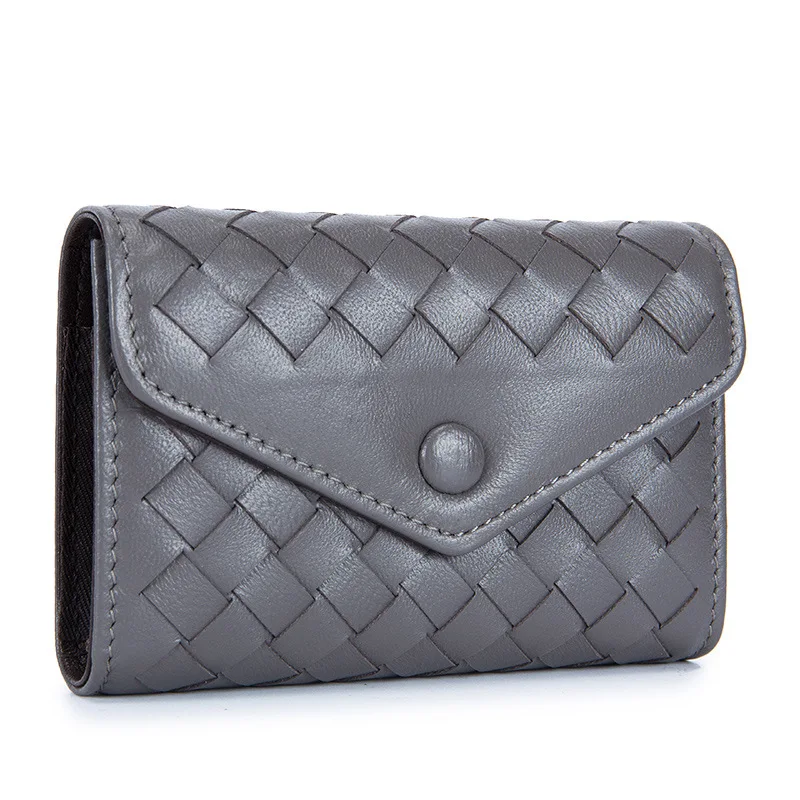 

Woven envelope organ card bag female couple models high-end three-fold certificate bag card case leather wallet card