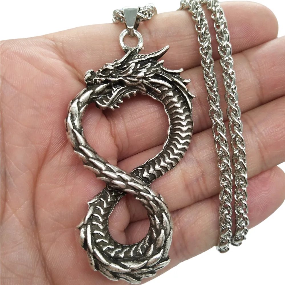 Goth Infinity Ouroboros Норвежское ожерелье с кулоном дракона аксессуары в готическом