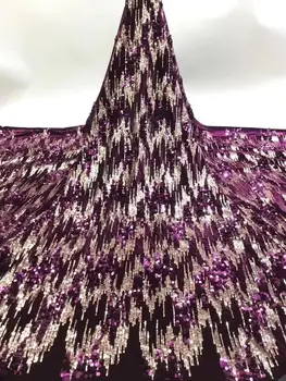 

African Sequin Lace Fabric Velvet Lace Fabric With Sequins French Lace Fabric For Wedding Party