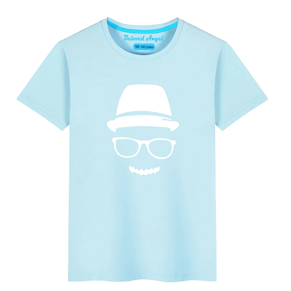 

Детская светящаяся футболка для мальчиков и девочек, повседневные топы, детская одежда, летняя одежда с коротким рукавом и принтом черепа, хлопковая мультяшная футболка для подростков