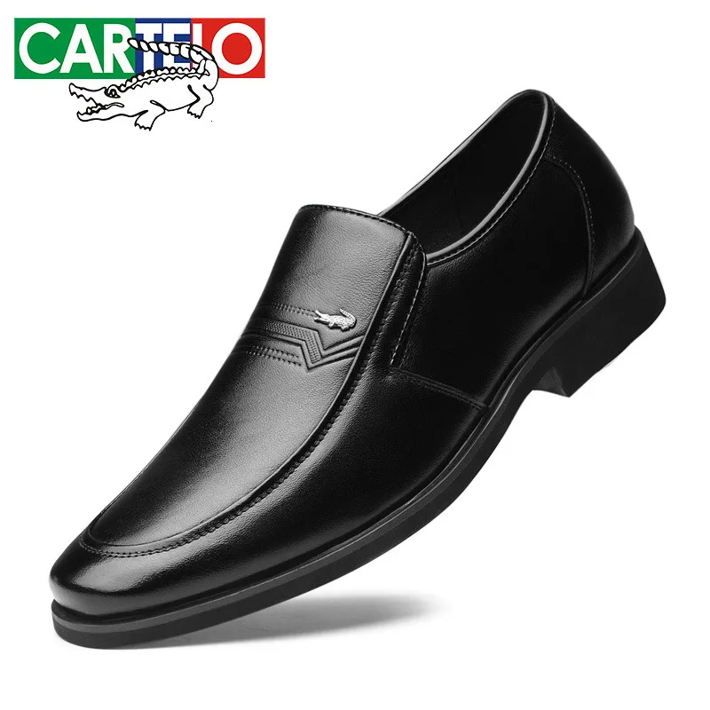 

CARTELO 2020 Summer New Style Genuine Leather Pointed-Toe Small Leather Shoes Slip-on Soft-Sole Dad Business Casual Shoes