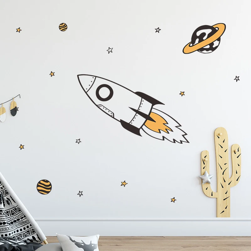 Zollor Rocket Planet DIY настенные стикеры Экологичные ПВХ украшения для детской комнаты