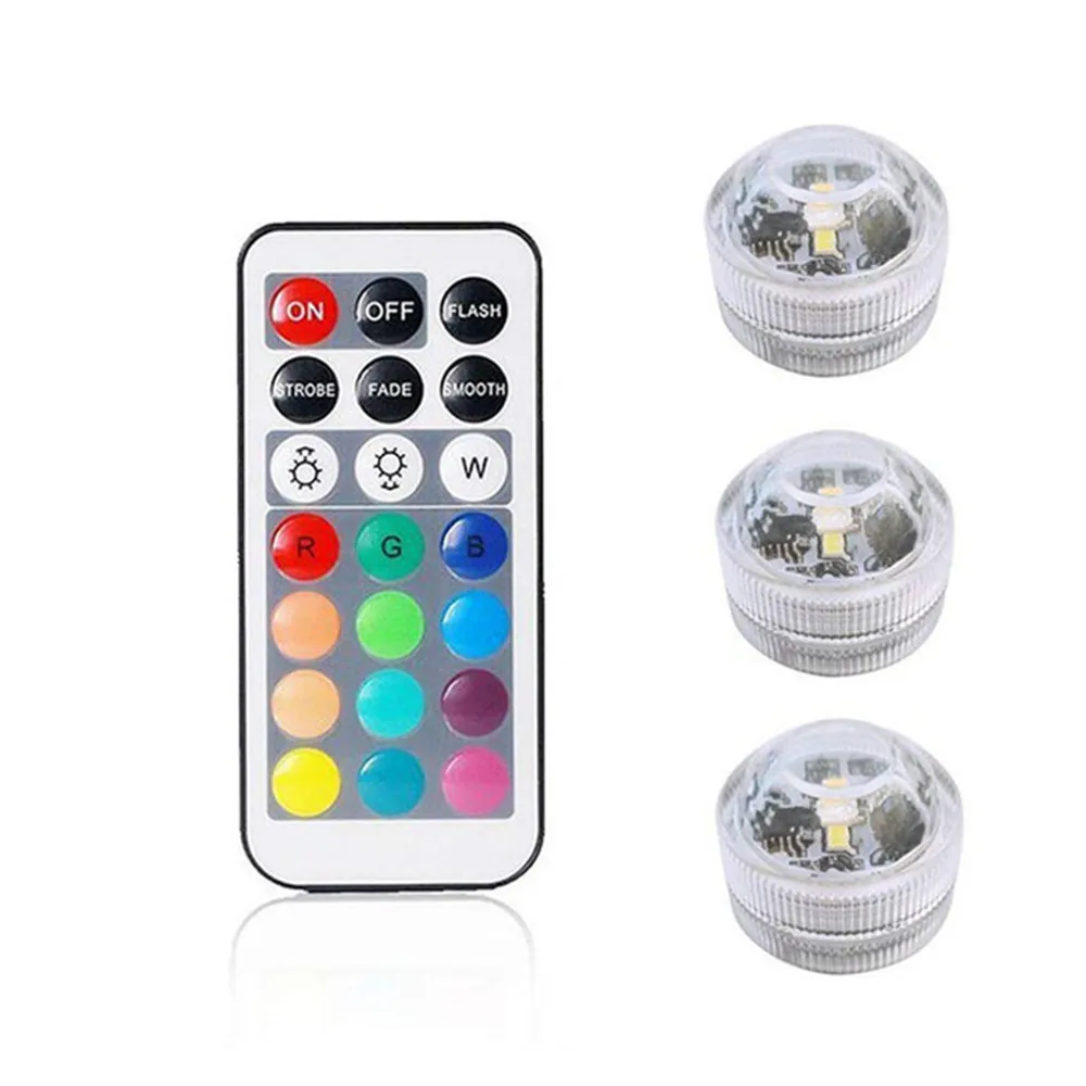 IP68 Waterproof RGB Submersible Light Battery Operated LED Underwater Light Vase Bowl Outdoor Garden Party Decoration Night Lamp - Emitting Color: 3 lamp 1controller