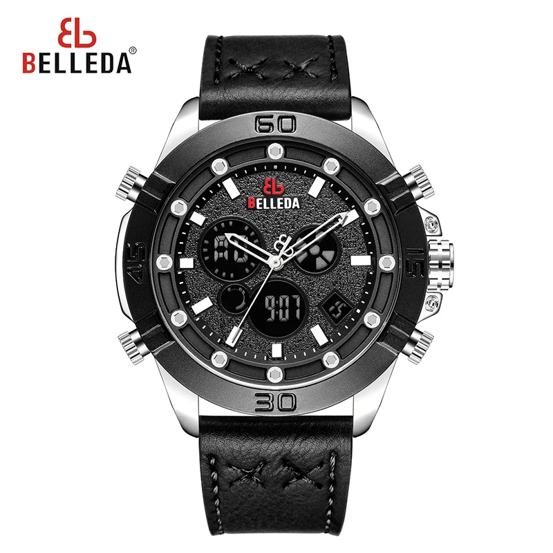 

Luxury Men Watch Sport Quartz Dual Display Digital Watch Men Fashion Military Waterproof Chronograph Stop Watch New Arrival 2019