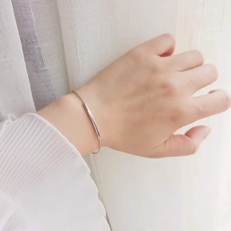 

925 Silver Bracelet Women's INS Japanese-style Normcore Style Simple Fine-Elbow Semicircle Arc Bracelet Korean-style Jewelry