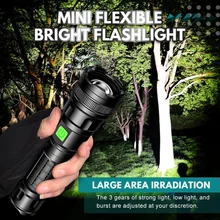 

Mini Flexible Ultra Bright LED Flashlight LED lamp beads Waterproof Torch Zoomable 3 lighting modes Multi-function USB charging