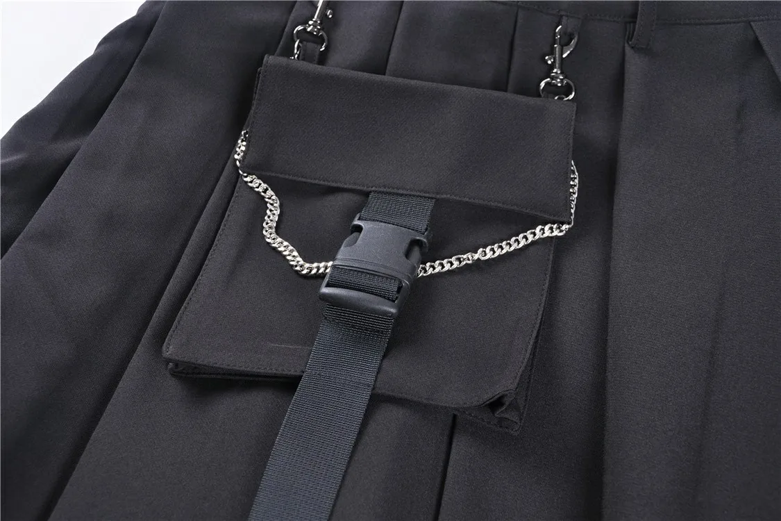 Darkinlove женская готическая черная плиссированная мини-юбка с карманами на талии KW152