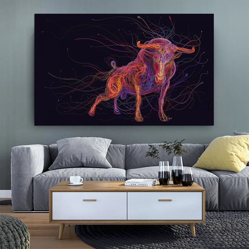 Новинка Лидер продаж абстрактные линии RELIABLI ART изображения крупного рогатого