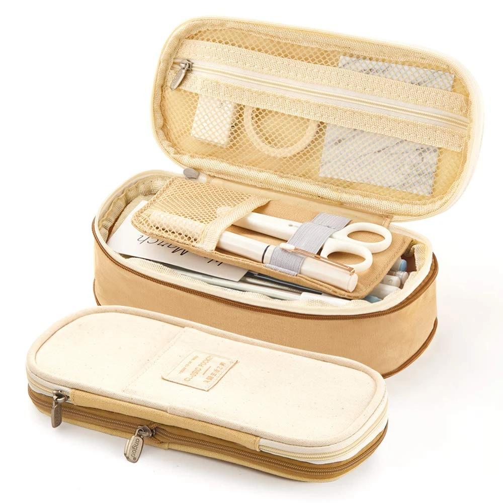 

SHUJIN Large Capacity School Pens Holder Pouch Zipper Multi-layer Storage Bag Pencil Box Kids Stationery