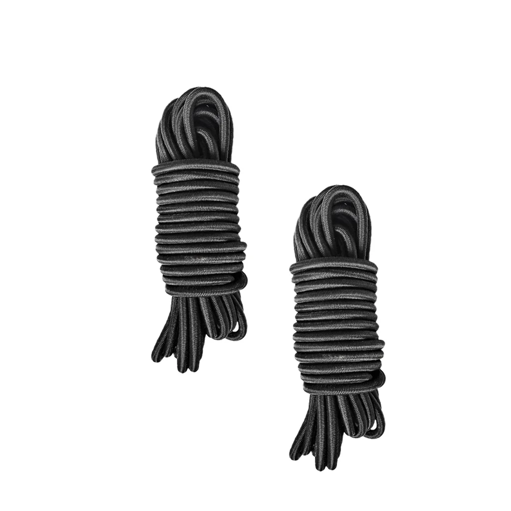 2 Pcs 5m/16.4ft 4mm Elastic Bungee Rope Shock Cord Tie Down for Boat Trailer, Black
