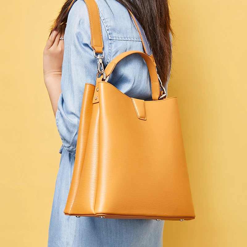 Женская сумка через плечо из натуральной кожи, роскошная женская сумка, женская сумка на плечо, простая сумка-мешок, Большая вместительная сумка