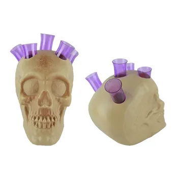 

Halloween Skull Wine Rack With 5PCS Test Tubes Ghost Head Wine Rack Festive Party Decorations For Bar
