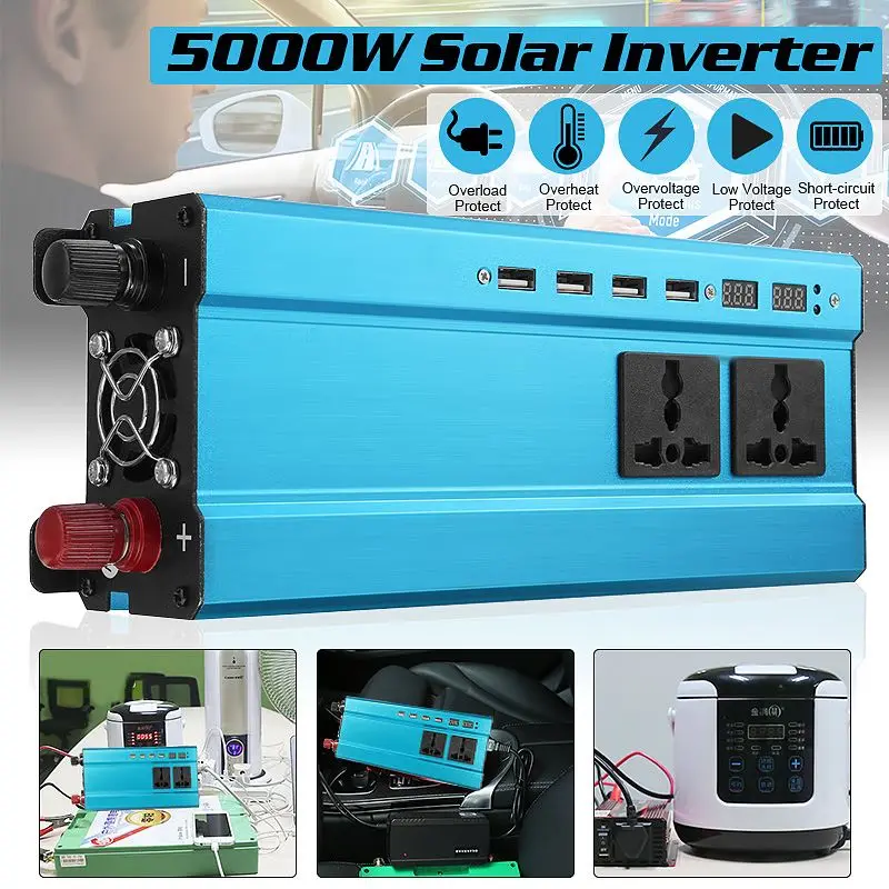 Солнечный инвертор DC 12V 24V к AC 110/220V 3000W 4000W 5000W Инвертор Трансформатор напряжения светодиодный преобразователь для дома и автомобиля|Инверторы и конвертеры| | АлиЭкспресс