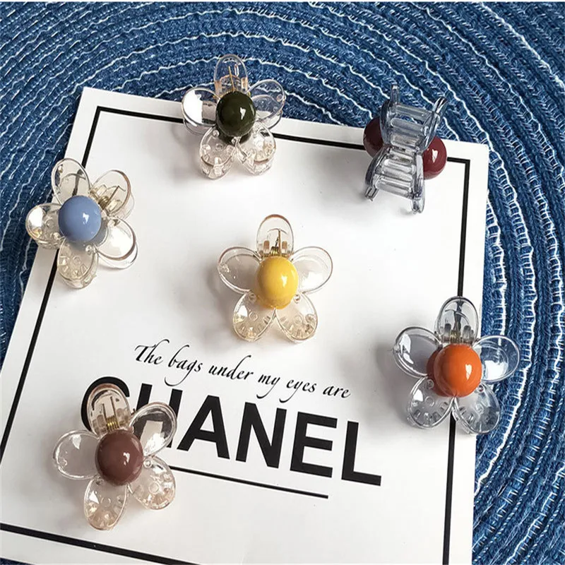 

2Pcs/Set2020 New Small Flower Flower Hair Clip Transparent Duckbill Clip Mini Pearl Flower Bangs Fairy Hair Accessories