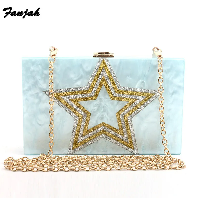 

Star Acrylic Bags Box Clutch Purses Box Women Shoulder Bags Day Clutches Bags Wedding Party Evening Clutches Handbag Flap Wallet