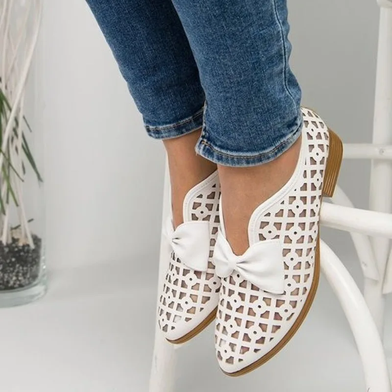 2020 Summer Loafers Bowtie Women Flats Pointed Toe Spring Shoes For Woman Platform Female Slip On Fotwear Women's Plus Size