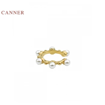 

CANNER Personalized niche design sense C-shaped pearl ear clip 925 Sterling Silver Gold Earrings For Women Korean Jewelry